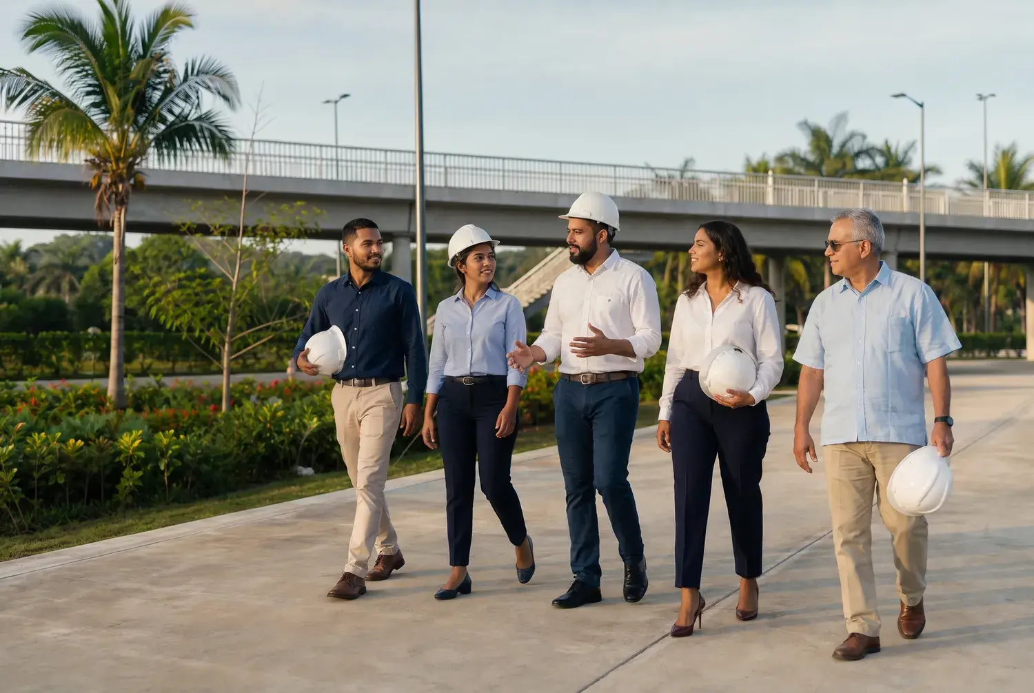 Equipo multidisciplinario de Sustainica recorriendo una obra de infraestructura