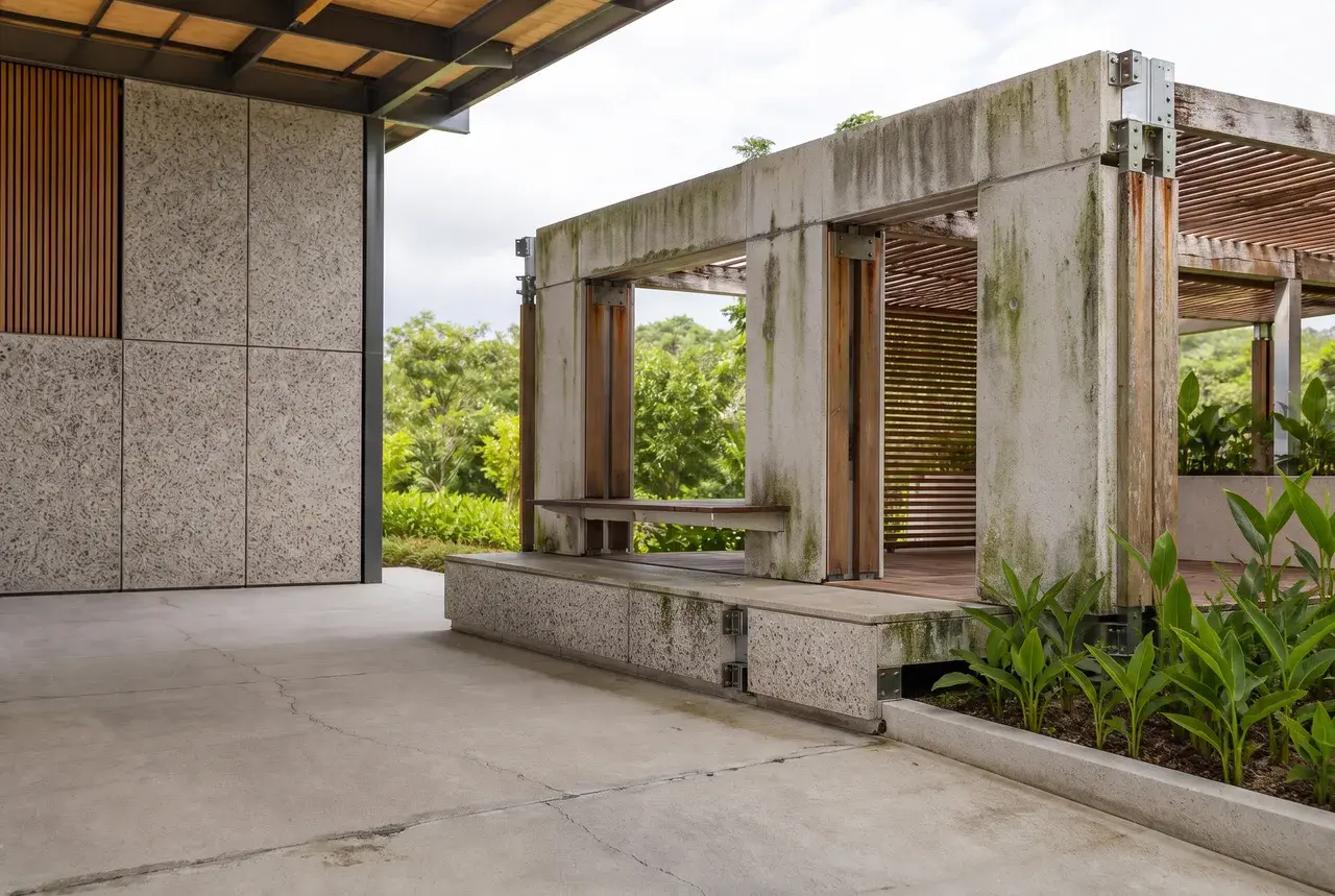 Pabellón modular construido con materiales de bajo impacto